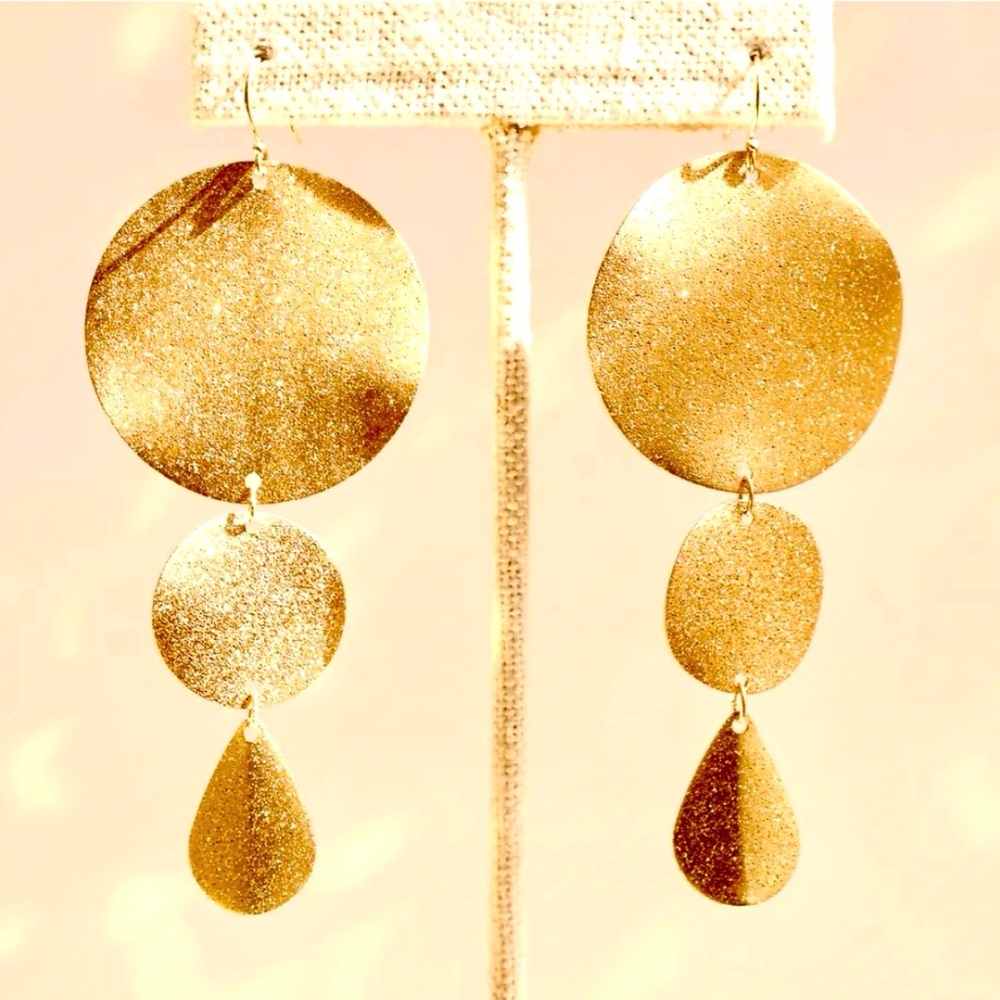 πΊπHPππΊ NWT Anthropologie Serefina Gold Disk Chandeliers - Picture 6 of 15